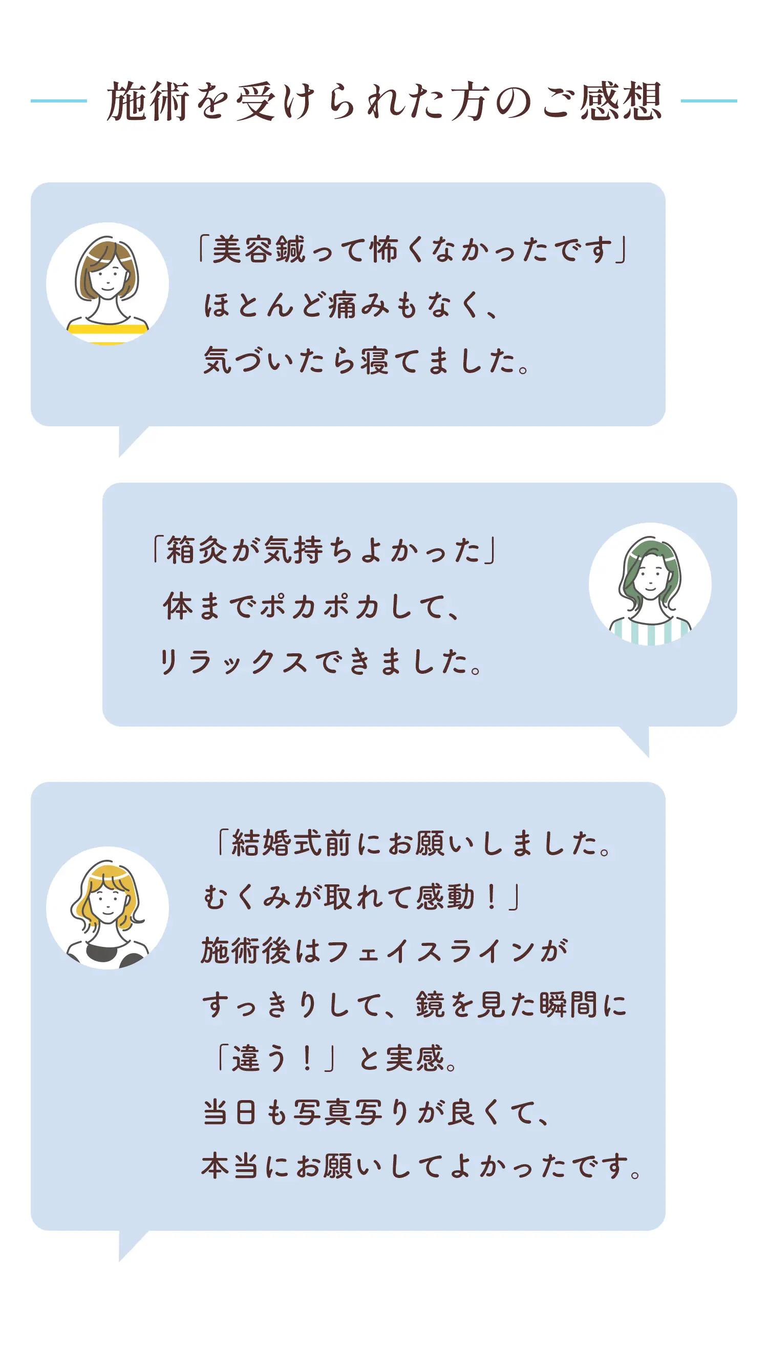 施術を受けた方の感想